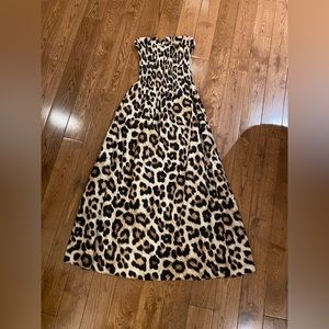 Strapless leopard long dress